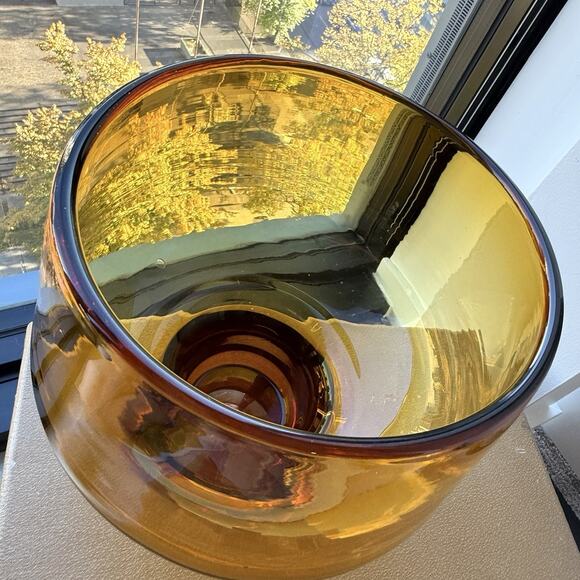 Blenko Handmade Glass 7122 Large Bowl Vase Wheat John Nickerson Art Glass 9 1/4” - Picture 6 of 11